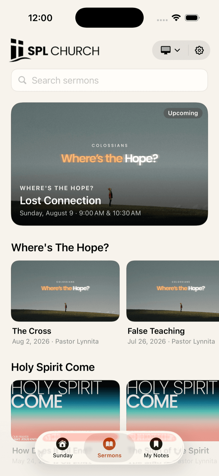 A church's sermon library in the Sunday app